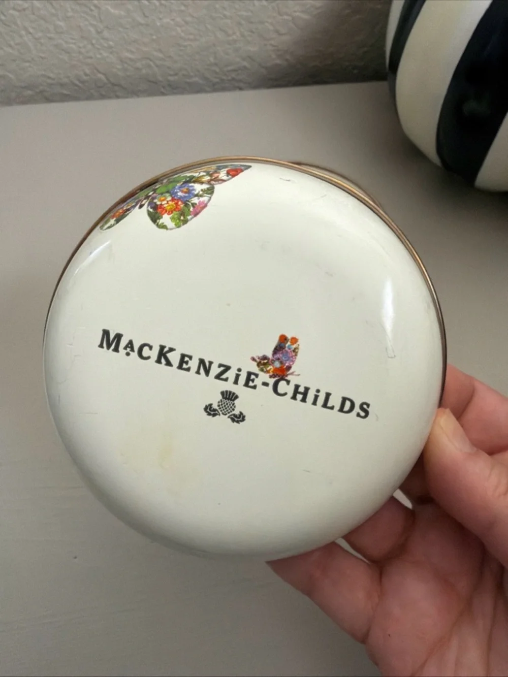 Mackenzie Childs Set of 2 White Butterfly 4.5 inch Dipping Bowls Enamel